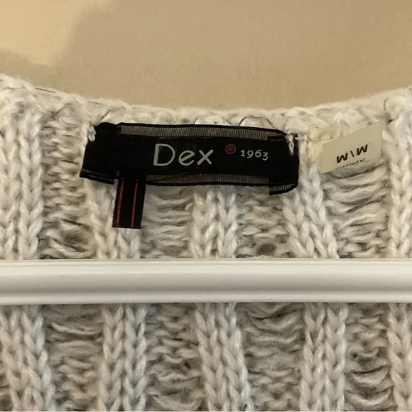 Dex Oatmeal Knit Short Sleeve V-Neck Sweater Dress – Size Medium EUC - Picture 6 of 13